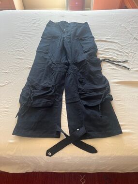 Steve Madden Black Cargo Flare Pants